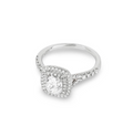 platinum & white diamond cushion cut engagement ring 1.01ct 51.5EU