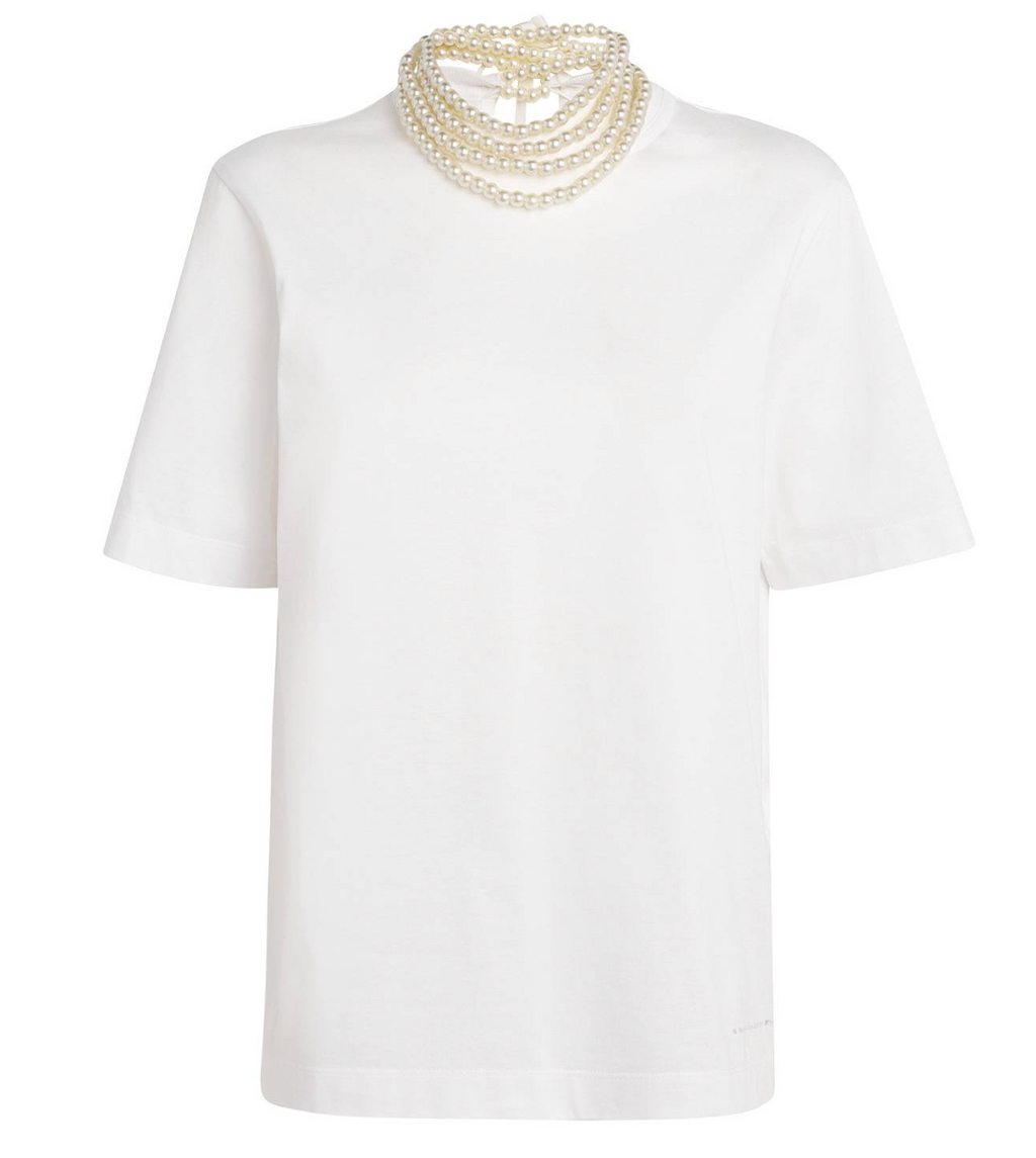 Carven Faux Pearl-Neck T-Shirt