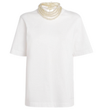 Carven Faux Pearl-Neck T-Shirt