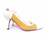 Prada Leather Raffia Slingback Heels