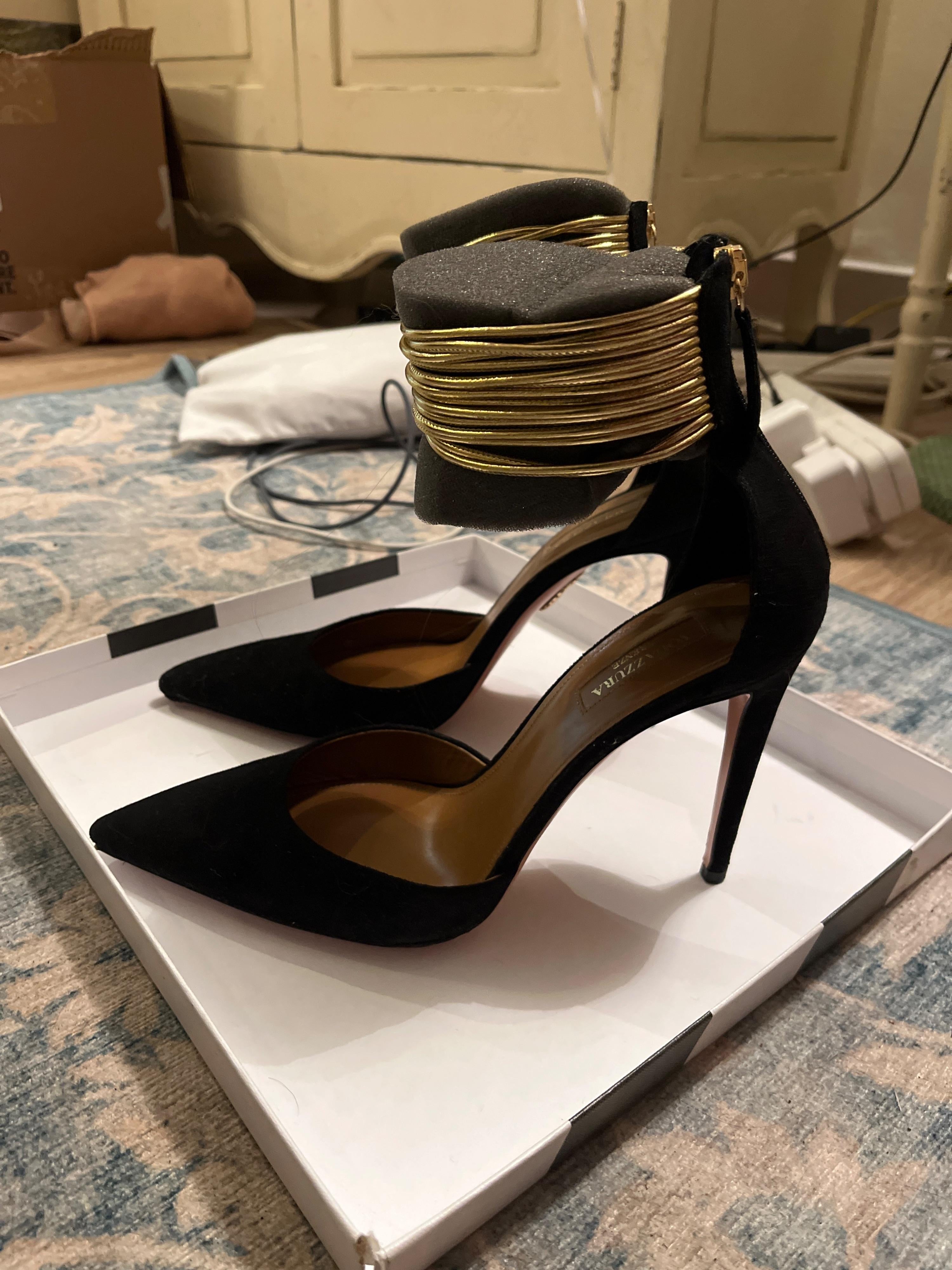 Aquazzura Black Hello Lover Suede Heels
