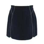 O'2nd Navy Crepe Mini Skirt with Green Trim
