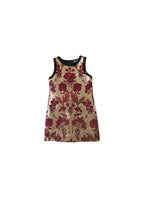 gold & red brocade shift dress