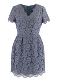 Valentino Steel Blue Floral Lace Dress