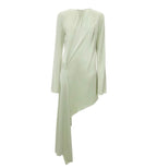 JW Anderson Green Satin Asymmetric Mini Dress