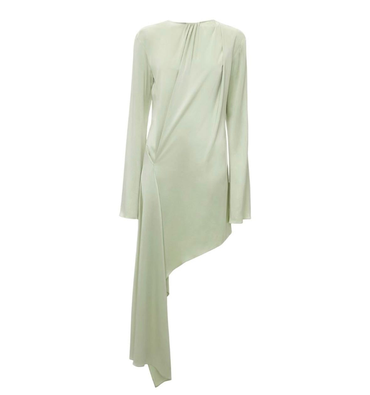 JW Anderson Green Satin Asymmetric Mini Dress