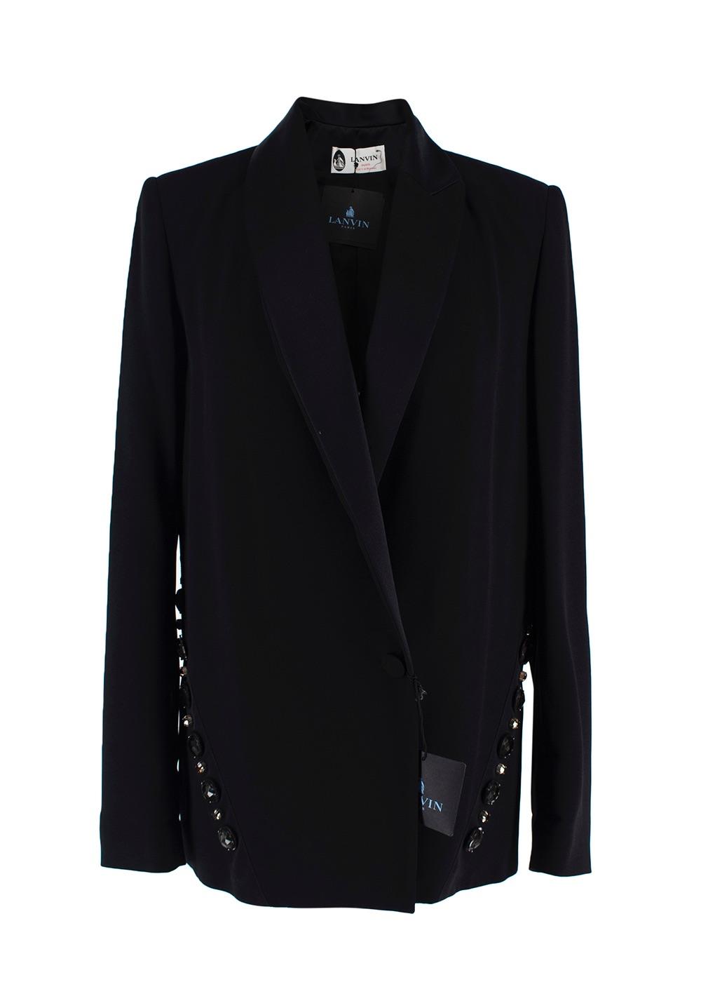 Lanvin Black Single Breasted Jewel Embellished Blazer