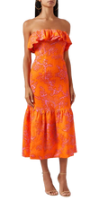 Rhode Orange Thea Linen Midi Dress