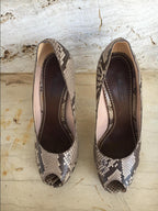 Sebastian Python Embossed Peep-Toe Pumps