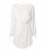 White Twist Placket Tunic Dress