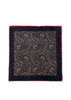 Timothy Everest Navy and Grey Paisley Pocket Square