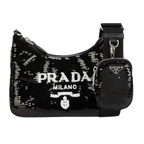 Prada Black Sequin Re-edition 2005 Shoulder Bag