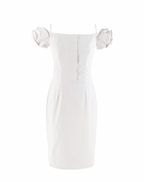 Dior Ivory Cotton Blend Midi Puff-Sleeve Dress