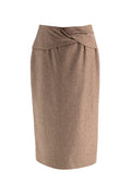 Rochas Brown Wool Midi Skirt