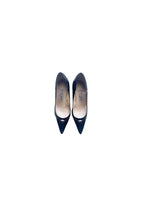 Black patent & snakeskin heeled pumps