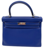 Hermes Kelly 32 Candy Veau Epsom Bleu Electrique with palladium silver hardware