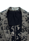Blue Floral Embroidered Single Breasted Blazer