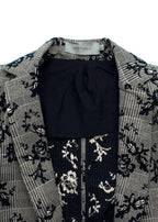 Blue Floral Embroidered Single Breasted Blazer