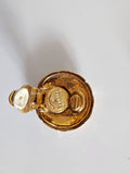 Chanel Vintage Gold Metal and Rhinestone Clip Earrings