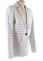 Skiim Magda White Leather Zigzag Blazer