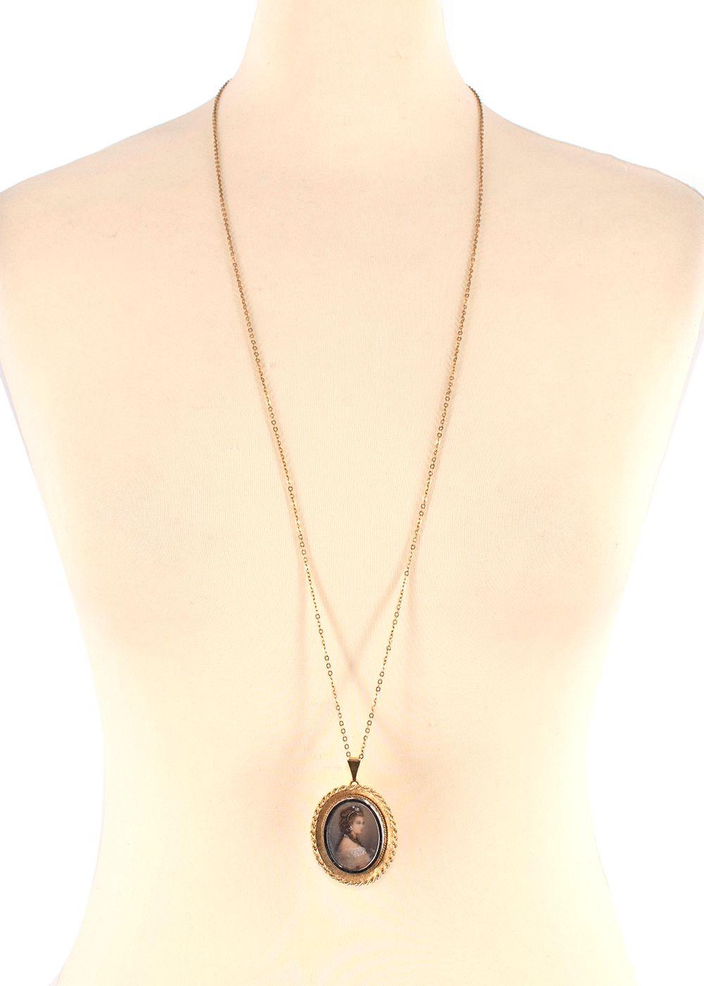 Bespoke 18ct Gold Victorian Diamond Portrait Pendant Necklace
