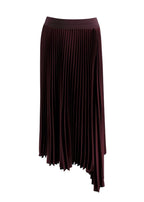 Joseph Burgundy Asymmetric Pleated Midi Skirt