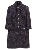 Chanel Black Tweed Gripoix Button Coat