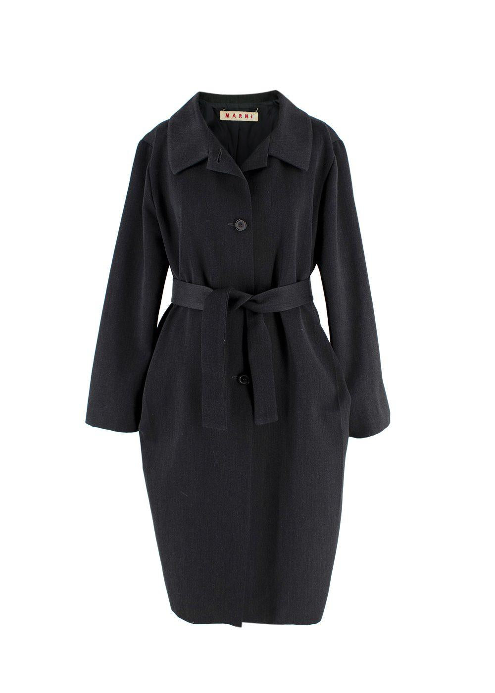 Marni Charcoal Belted Wool Blend Coat