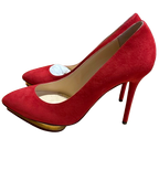 Charlotte Olympia Red Suede Platform Pumps