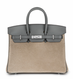 Hermes Gris Meyer & Gris Caillou Grizzly Birkin 25 PHW