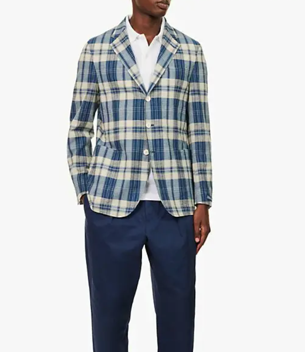 Ralph Lauren  Checked Single-Breasted Cotton Blazer