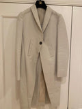 beige crinkled cotton single-button coat