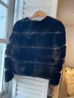 Valentino Black Crystal Embelleshed Mink Jacket