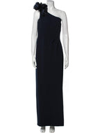 Marchesa Notte One Shoulder Floral Applique Gown