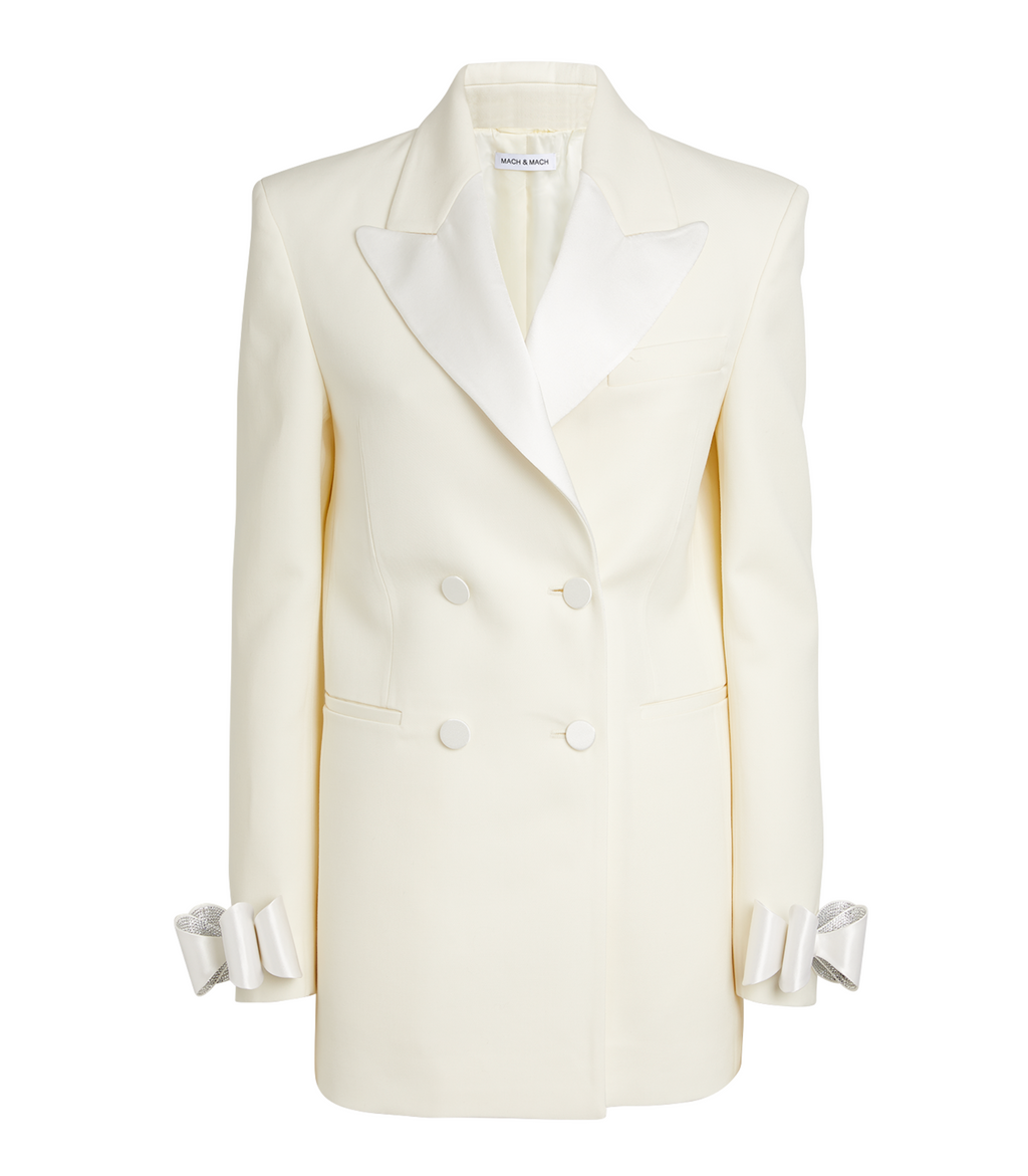 Mach & Mach  Crystalized Bow Cuff Blazer
