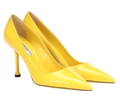 Prada Yellow Leather Heeled Pumps