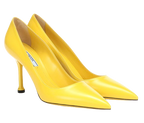 Prada Yellow Leather Heeled Pumps