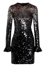 Valentino Black Sequinned Silk Chiffon Mini Dress