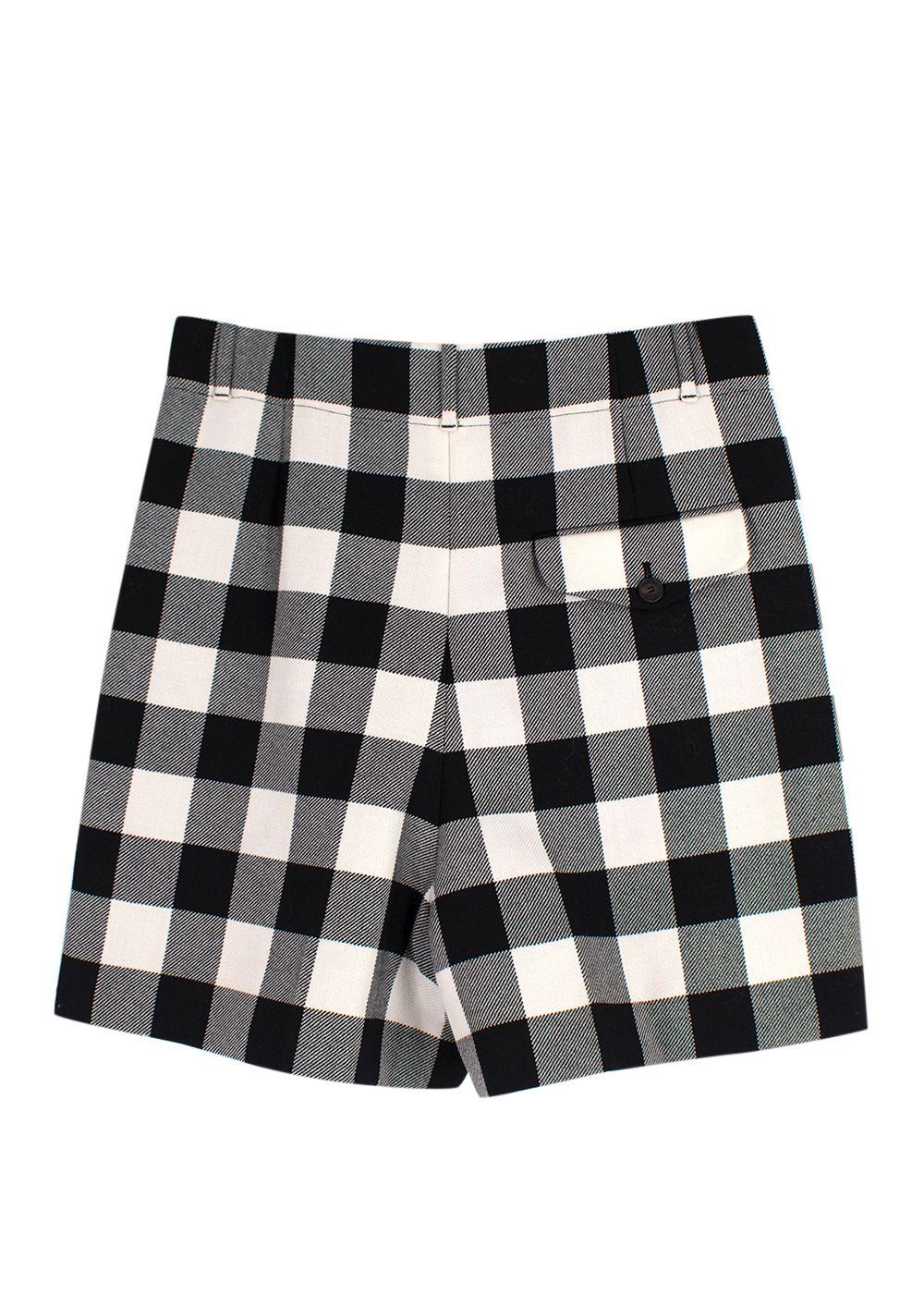Dior Black and White Gingham High Waisted Wool Shorts