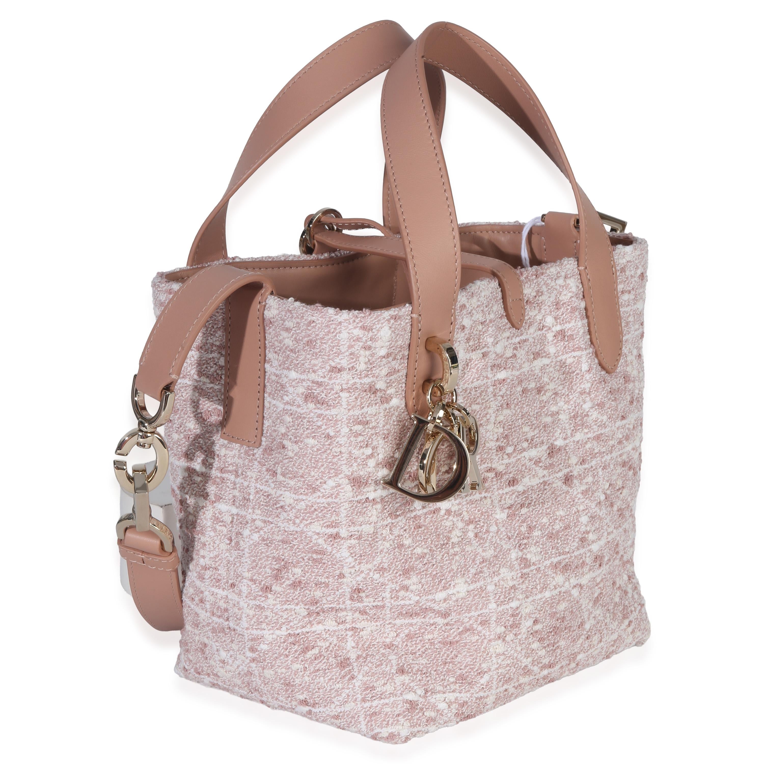 Christian Dior Pink Rose Des Vents Tweed Small Toujours Vertical Tote