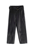 Petar Petrov Black Haena High-Waisted Leather Trousers with Belt Detail
