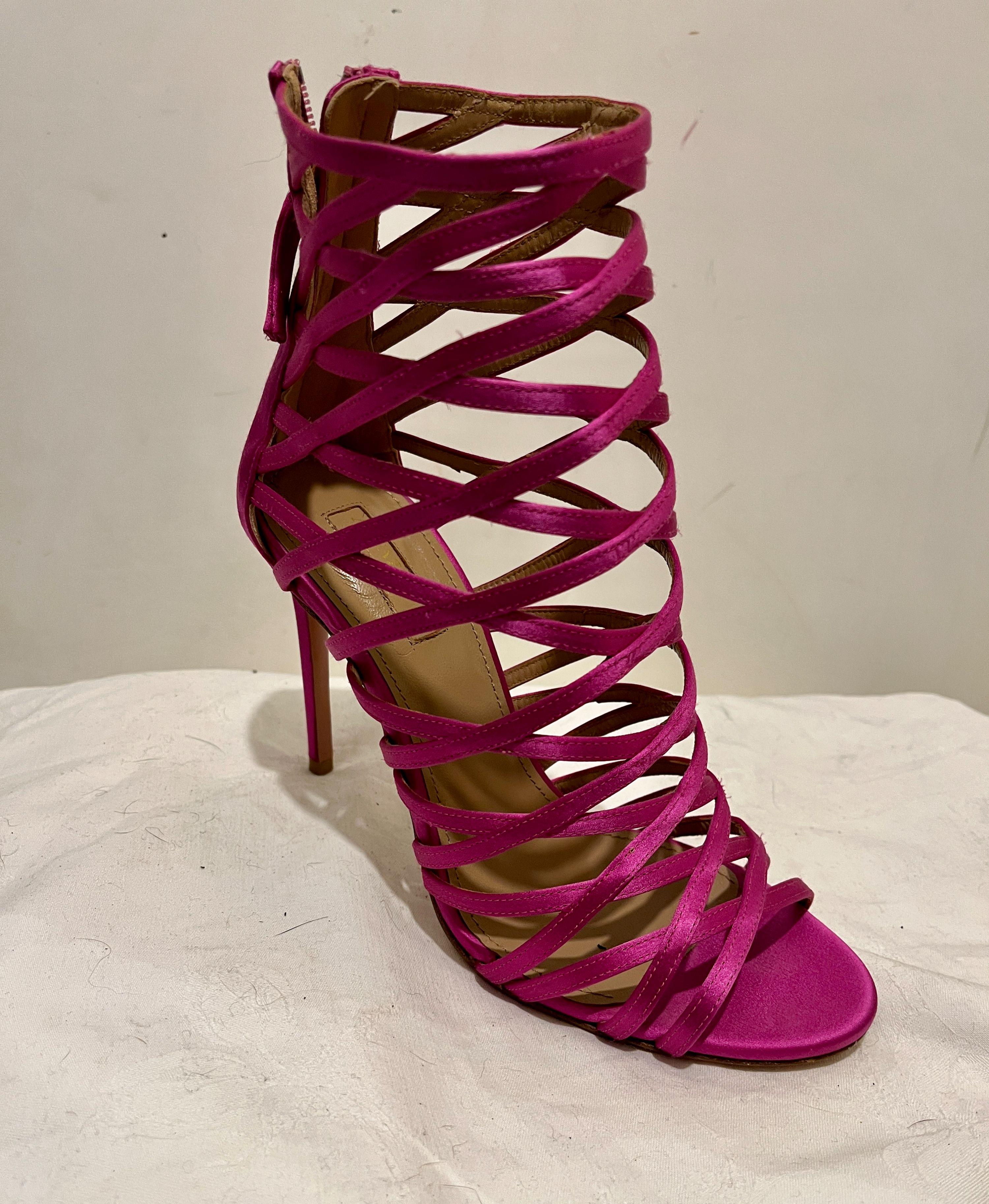Pink Satin Caged Sandals