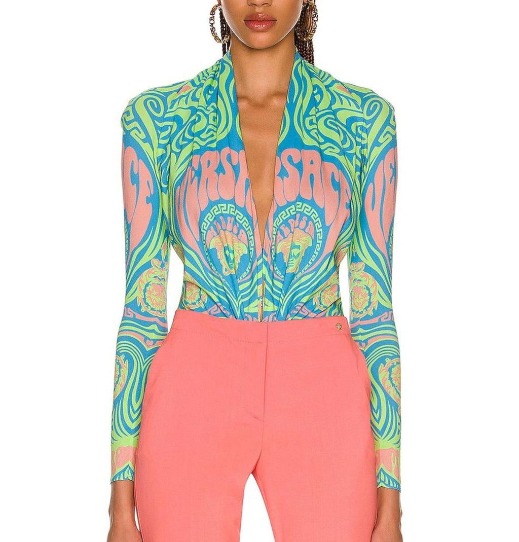 Versace Multicoloured Draped Bodysuit
