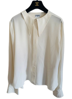 Chanel Cream Silk Button Front Blouse