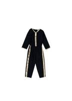 black cotton gold sequin trimmed jumpsuit 4-5Y