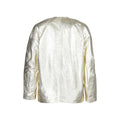 Metallic gold leather collarless jacket