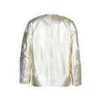 Metallic gold leather collarless jacket
