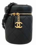 Chanel Black Lambskin Vanity Chain Shoulder Bag with Gold CC Logo detail