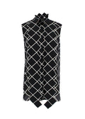 Oscar de La Renta Black and White Geometric Silk Blouse