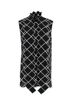 Oscar de La Renta Black and White Geometric Silk Blouse